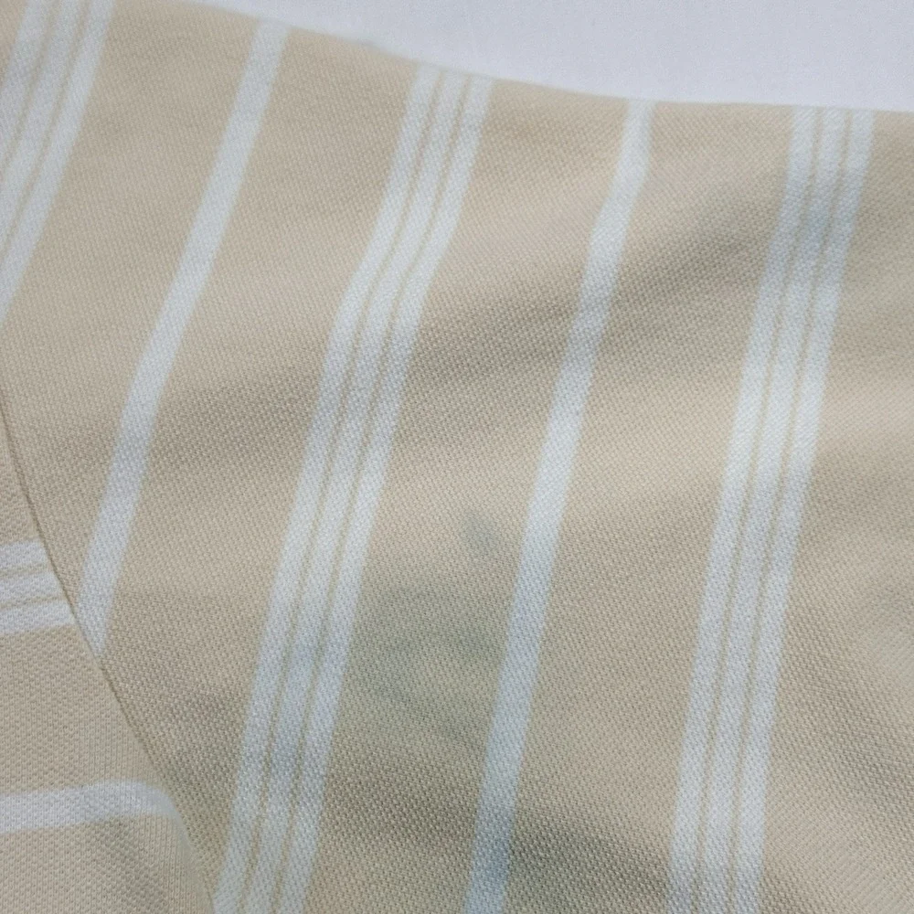 Vintage Polo Ralph Lauren Stripe Polo Shirt Mens XL Pocket USA Beige Cotton